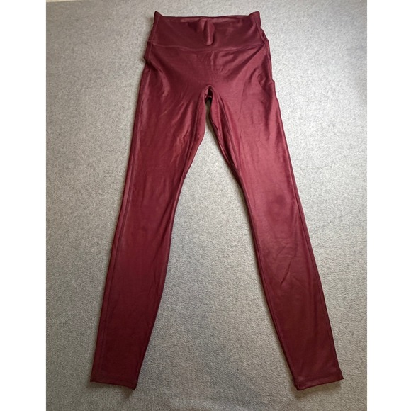 Fabletics Pants - Fabletics 365 High Waisted Shiny Leggings Burgundy Wine Red Size Small